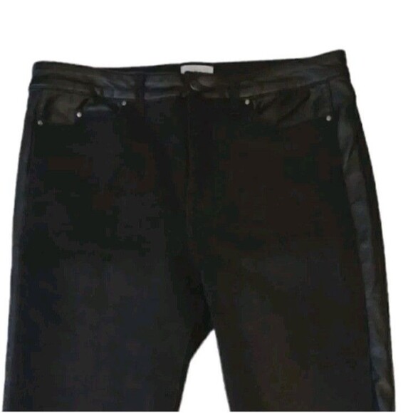 NEW Ecru Los Feliz Faux Leather Strip Denim Skinny Jeans in Washed Black Size 27 - Picture 8 of 13